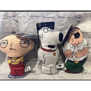 Perri's Plush Dog Toy Set Squeaker Family Guy Peter Stewie Brian Small 20th TV
